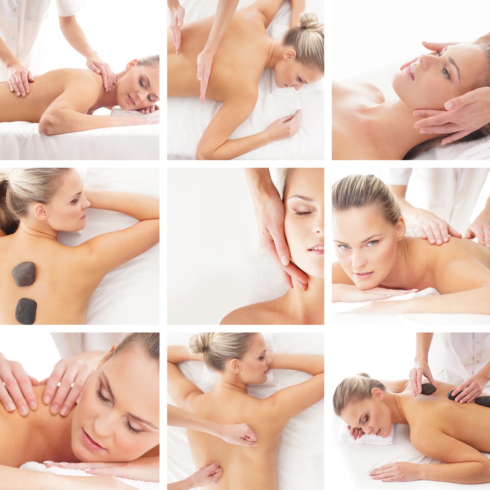 Clean spa towels and massage preparation